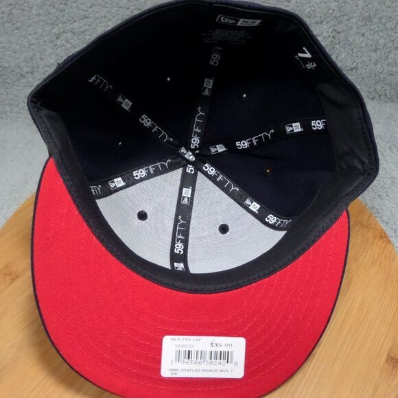 New Era USA flag 59Fifty Navy Blue fitted Hat Size 7 1/4 and 7 3/8 Cap - Picture 7 of 13